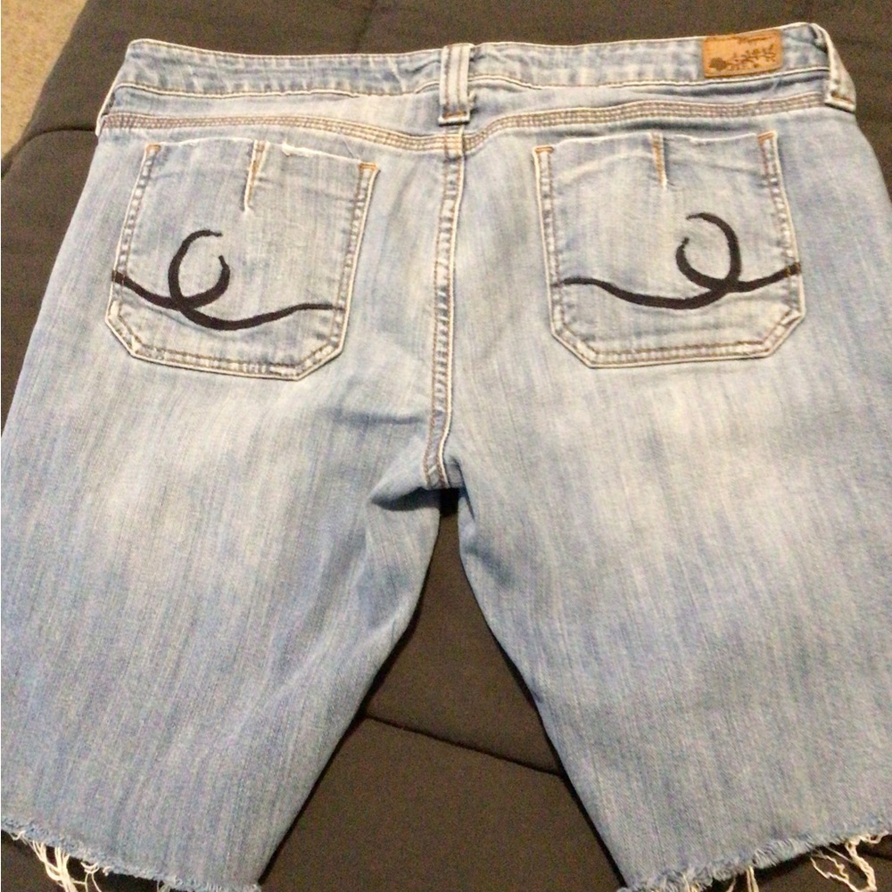 Hippie Light Wash Denim Shorts with Polka Dot Lining